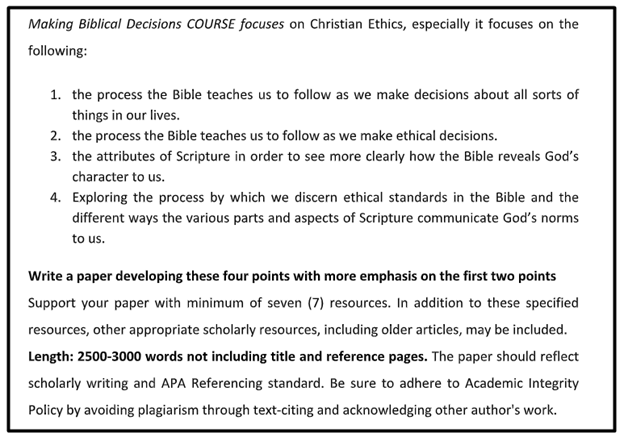 theology assignment sample online