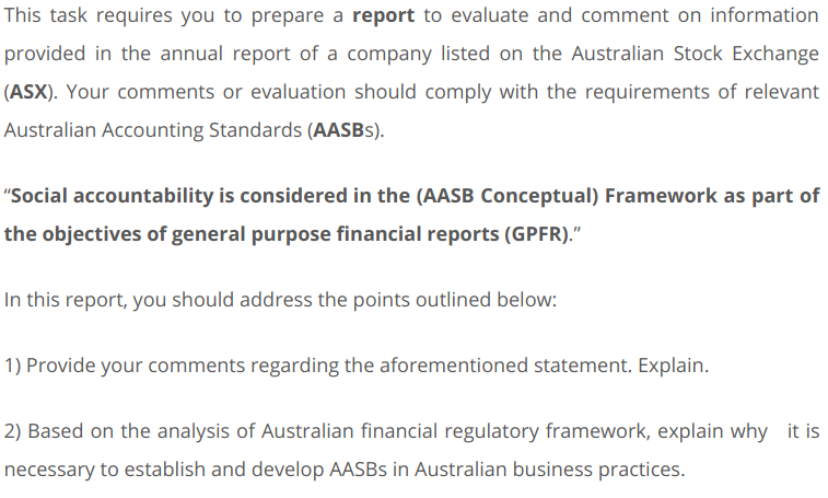 ACC00145 Financial Reporting Assessment Answer