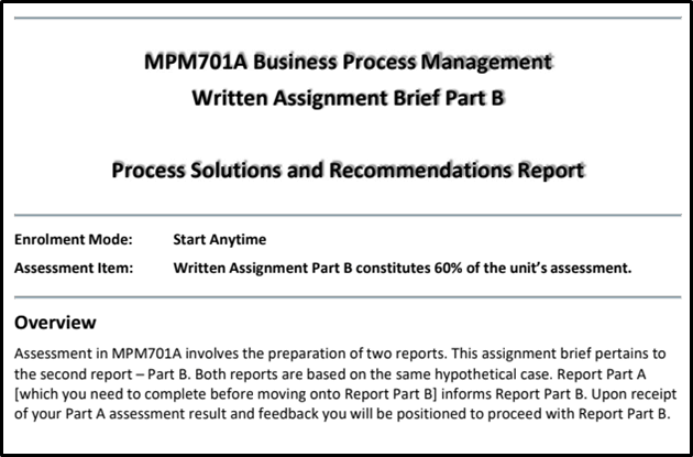 MPM701A Business Process Management assessment 