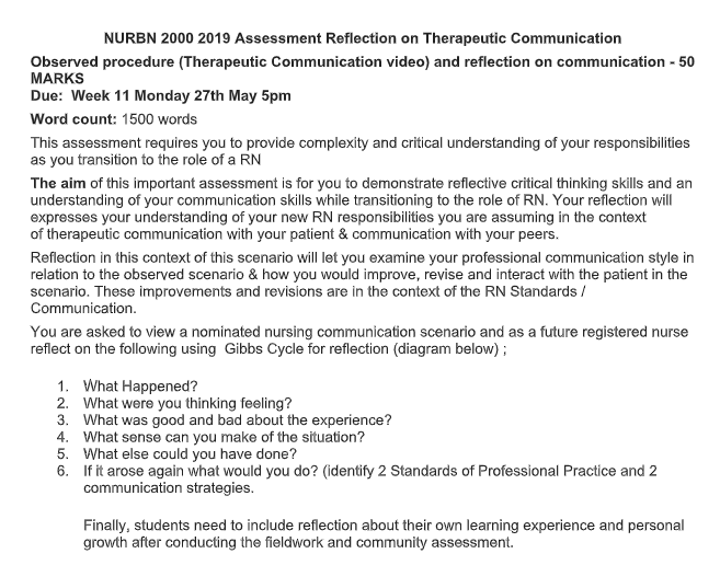 NURBN2000 Reflection on Therapeutic Communication