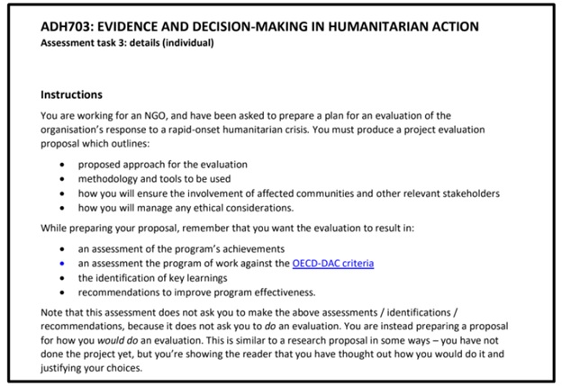 humanitarian action assessment