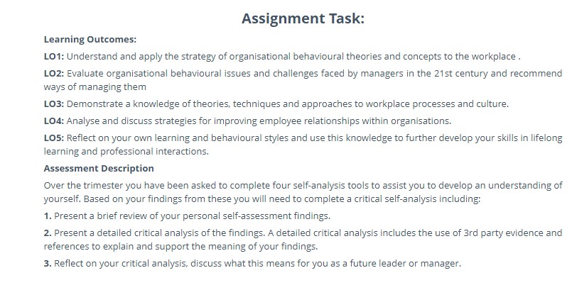 organisational behaviour assignment help