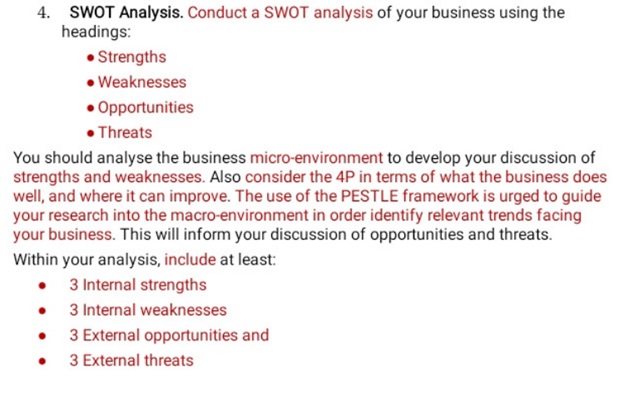 SWOT analysis assignment question