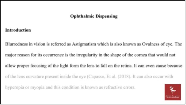 ophthalmology homework sample