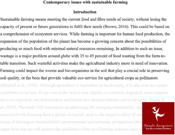 agriculture dissertation writing sample