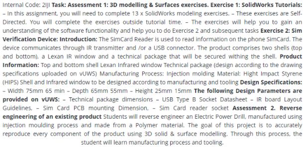 engineering specifications and visualisation assignment