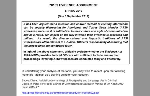 evidence law assignment sample services