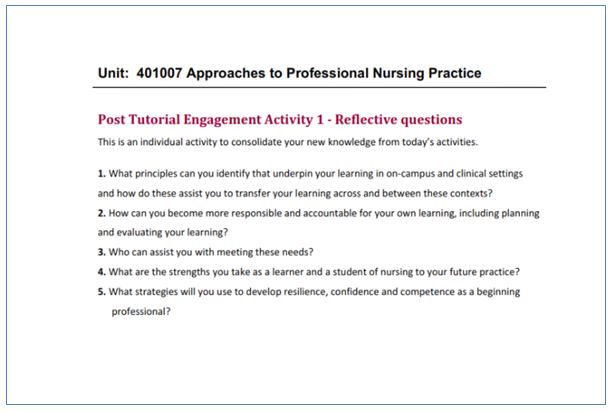 approaches to professional nursing practice assessment answer sample