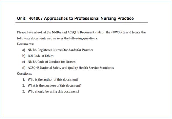 approaches to professional nursing practice assessment answer unit