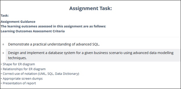 database management homework sample task