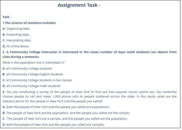 managerial statistics assignment help sample question