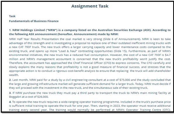 25300 Fundamentals of Business Finance assessment answers 2