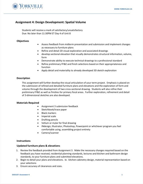 Design Development Spatial Volume assignment help 2